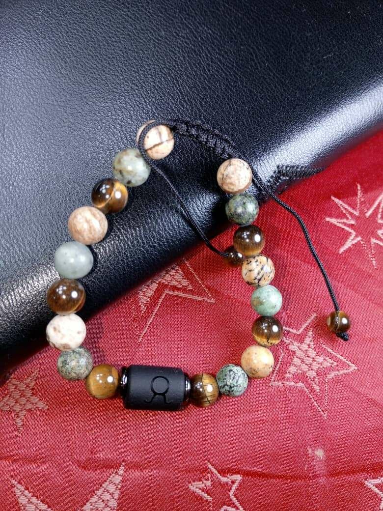 Bracelet serties de pierres œil de tigre et agate