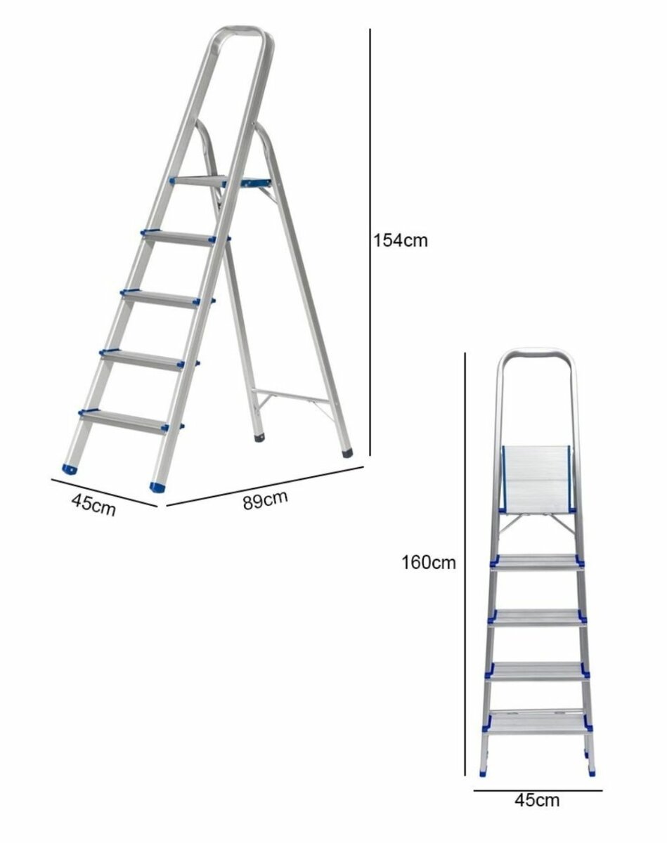 ALUMINUM STEP LADDER LIGHTWEIGHT PORTABLE WITH 5 STEPS (L35