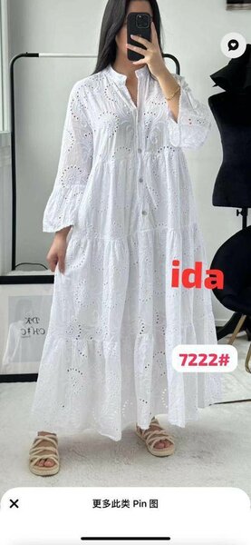 Robe Maxi en Dentelle Blanche