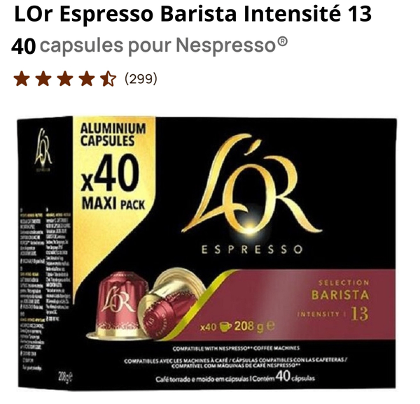Capsules Espresso L'OR Intense