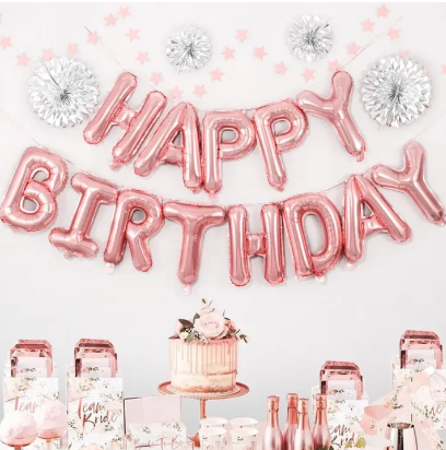 16 inch Happy Birthday Aluminum Foil Balloons, Aluminum Foil Letters Banner Balloons for Party Supplies and Birthday Decorations