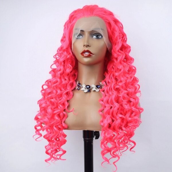 Pink Synthetic Lace Front 28 Inches Wig I Color: Pink | Size