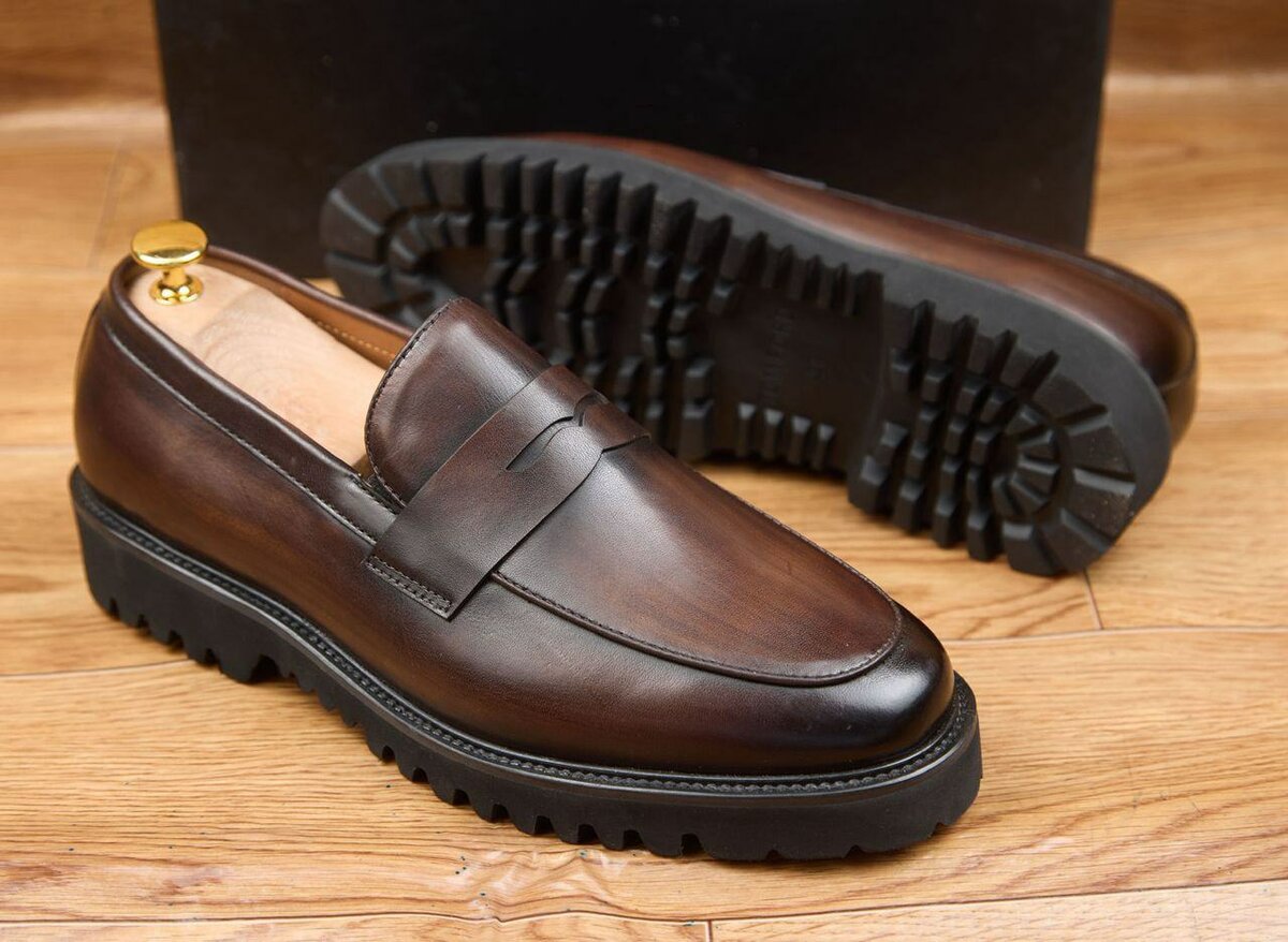 Mocassins en cuir marron