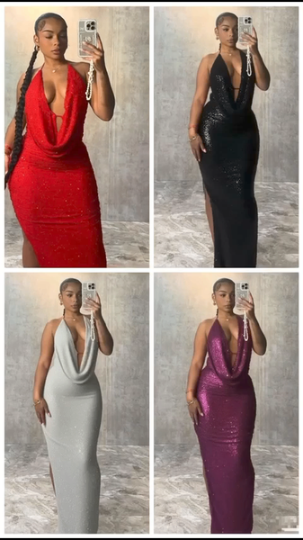 Robe longue brillante pour femmes