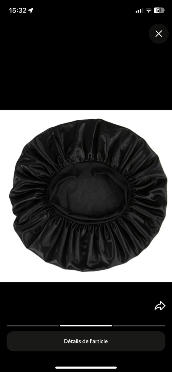 Bonnet en satin de nuit noir