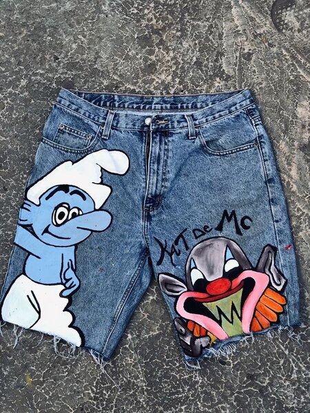 Shorts en jean artistique