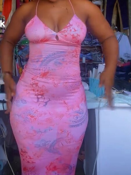 Robe longue florale rose