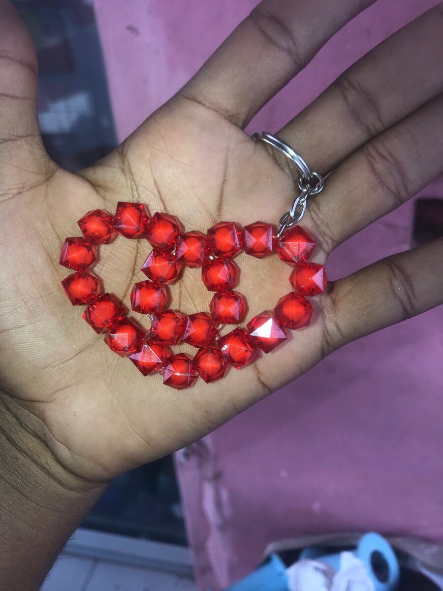 Porte-clés cœur cristal rouge