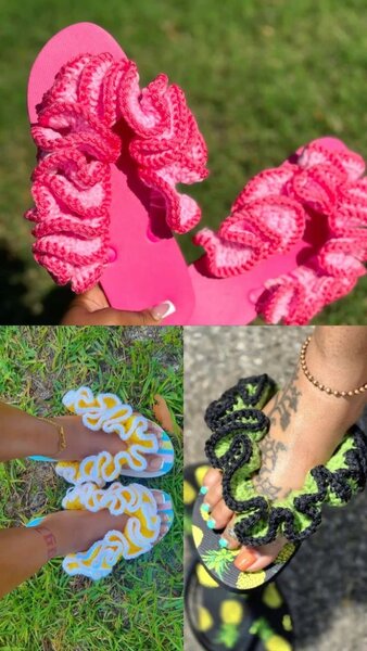 Chaussons colorés crochetés