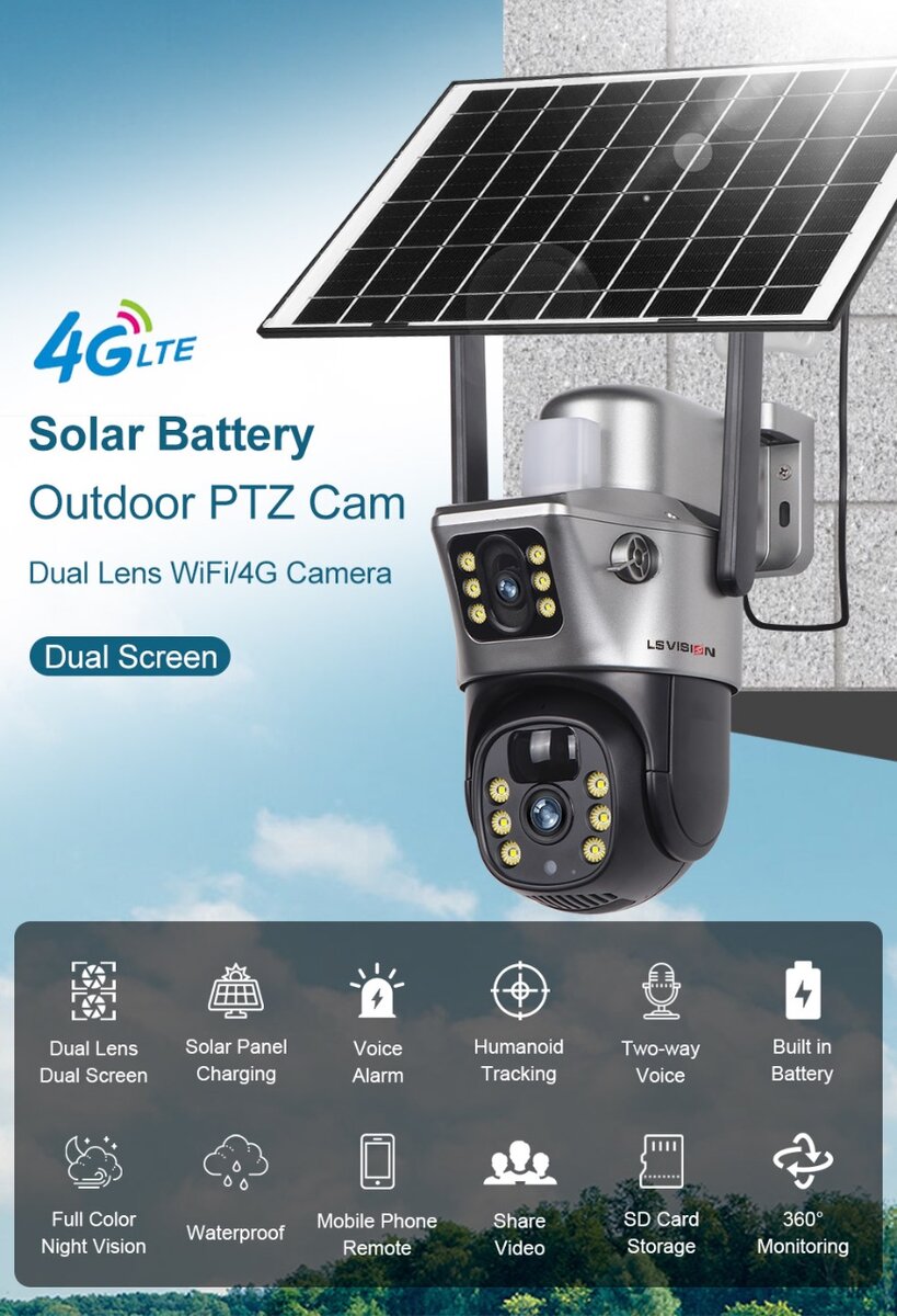 4G Solar Security Camera 12MP