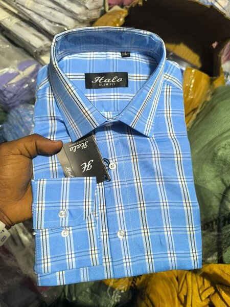 Chemise à carreaux bleu homme