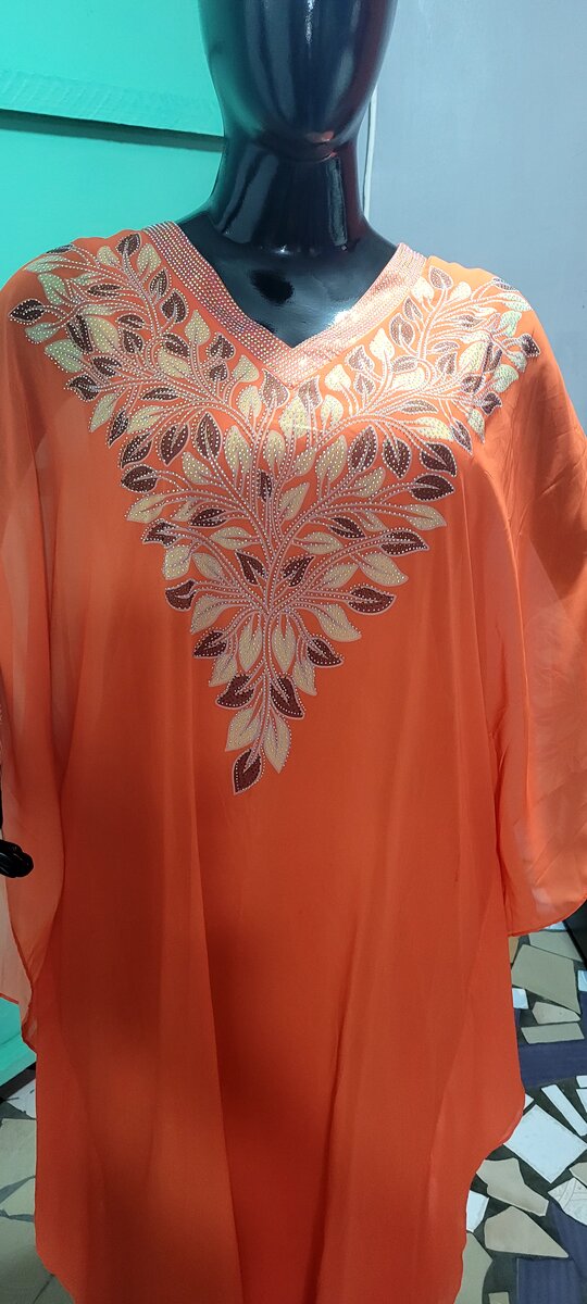 Boubou Dame , orange élégante