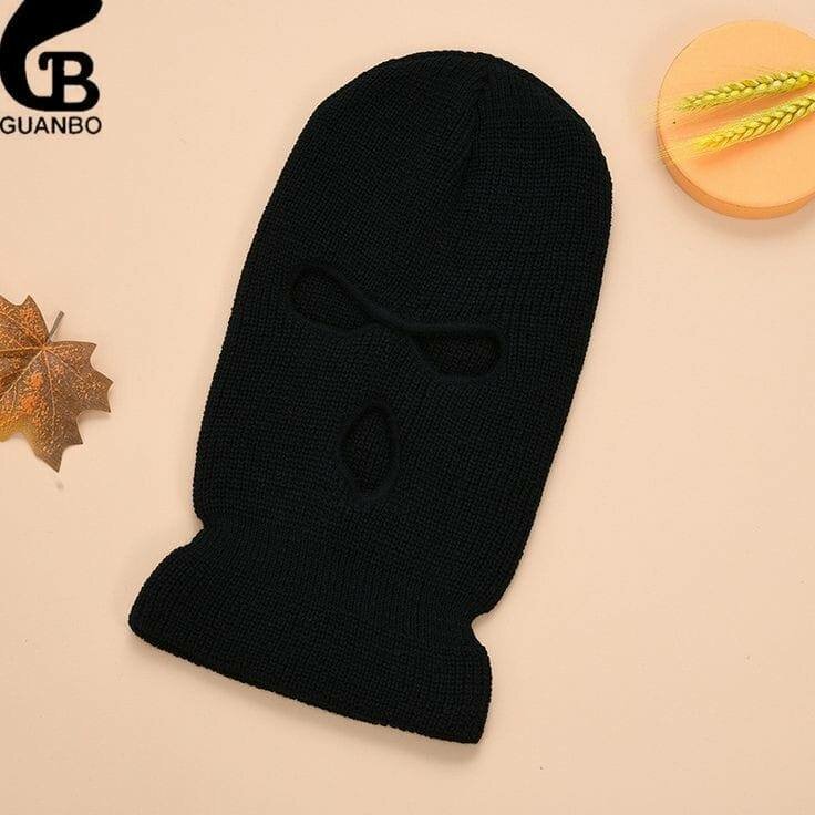 Cagoule à 3 trous, double tricot, bonnet masque de ski