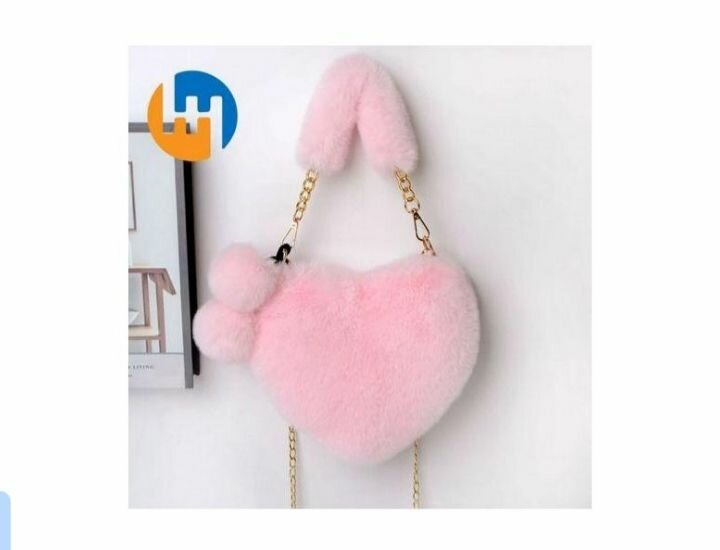 Sac bandoulière cœur peluche