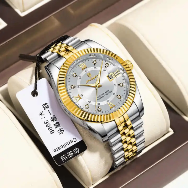 Montre Luxueuse en Acier Doré