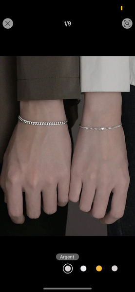 Bracelet argent pour couples
