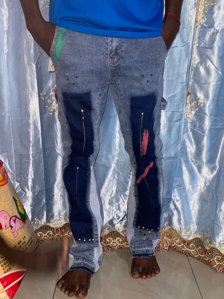 Jean peint à la main unique