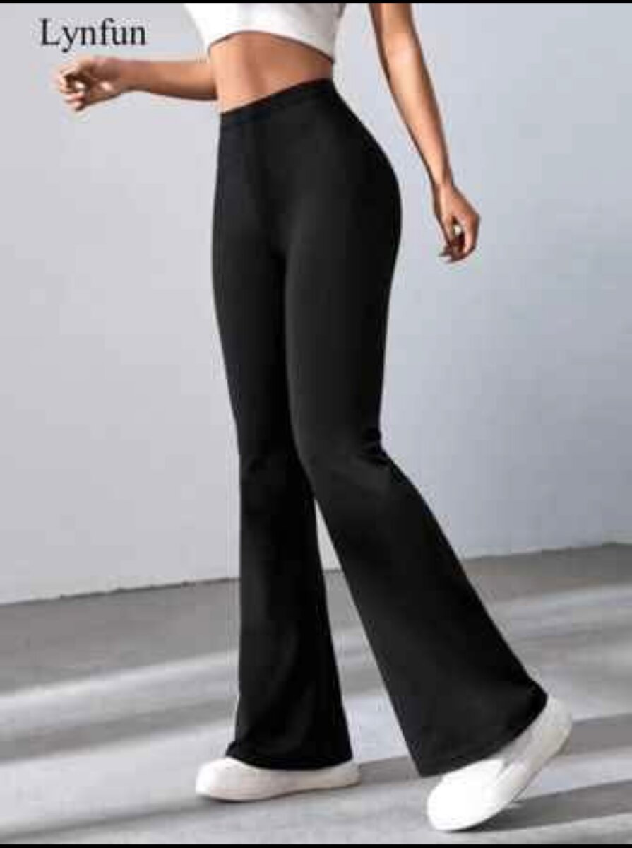Pantalon Évasé Noir Femme