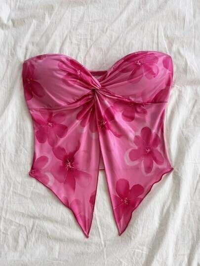 Top à fleurs rose chic