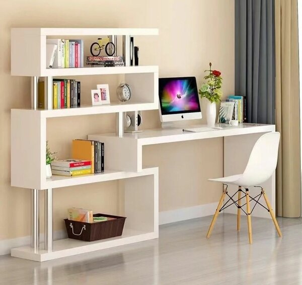 Bureau d'angle moderne avec étagères