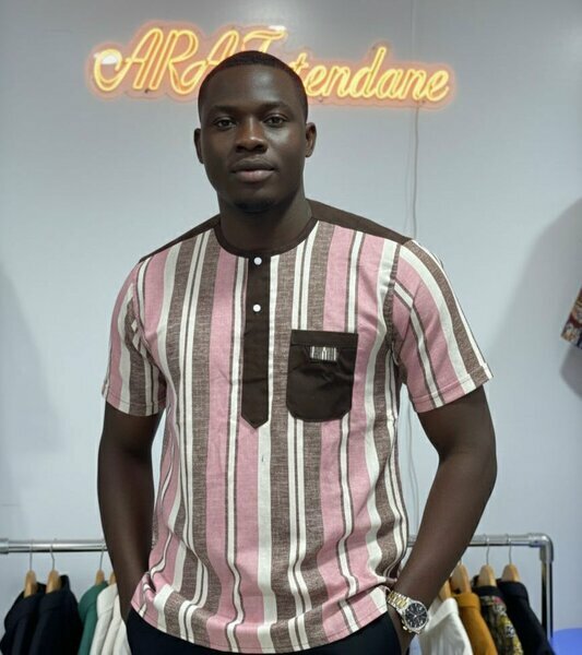 Tunique rayée beige/rose