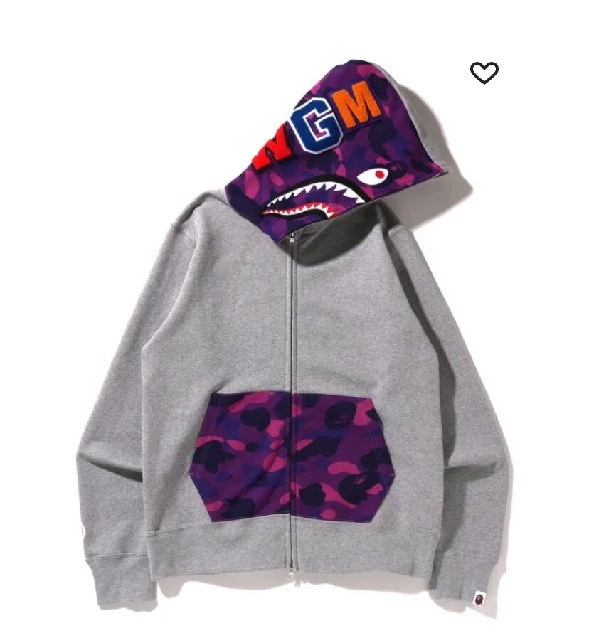 Color Camo Shark Full Zip Hoodie "GREY