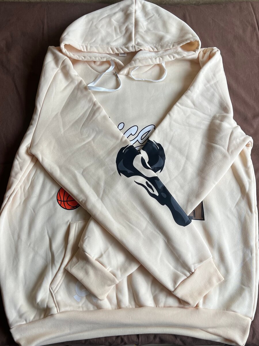 Sweat à capuche "Chicago 77" beige