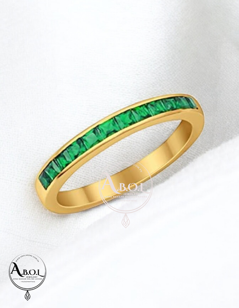 Green layer stone Ring band