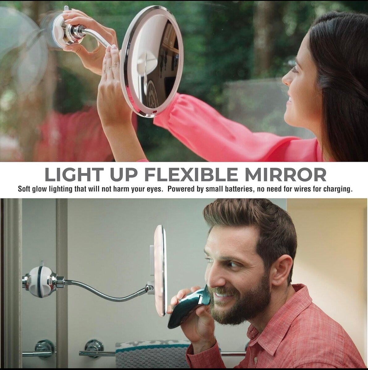 miroir LED, miroir lumineux, base ventouse adhère à n'import