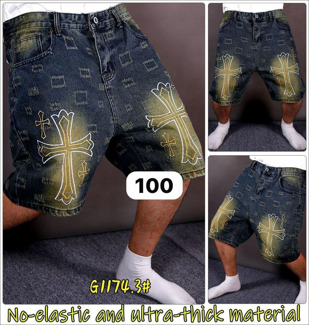 Shorts en denim graphique homme