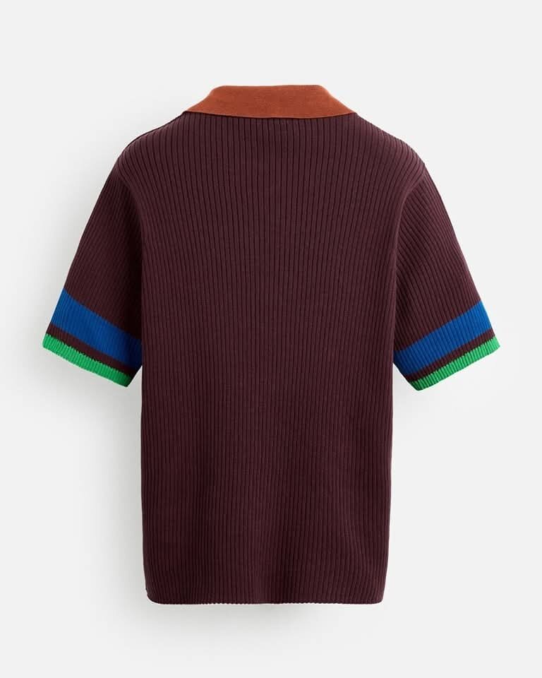 Polo en maille rétro homme multicolore