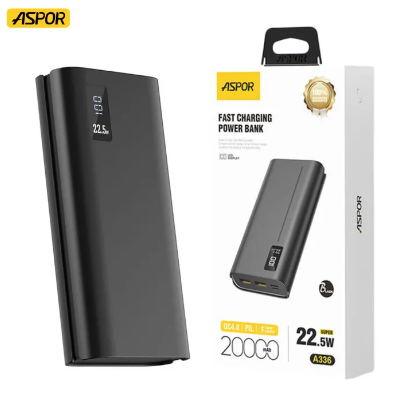 Aspor A336 Power Bank 20000mah 22.5w High Capacity With Led Display Fast Charging