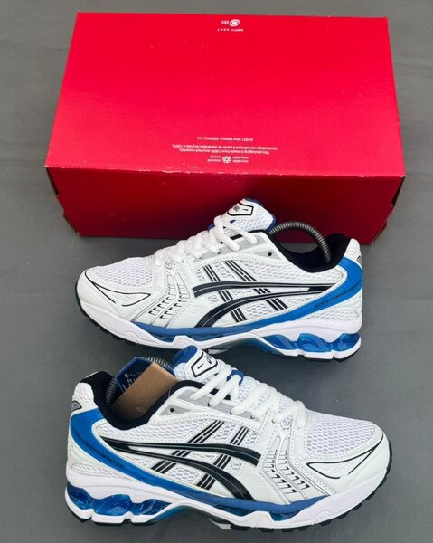 Chaussures Asics blanches et bleues