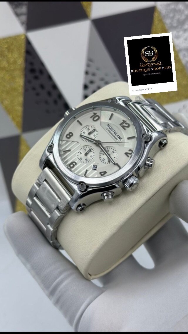 Montre mont-blanc authentique bracelet en cuir et en acier