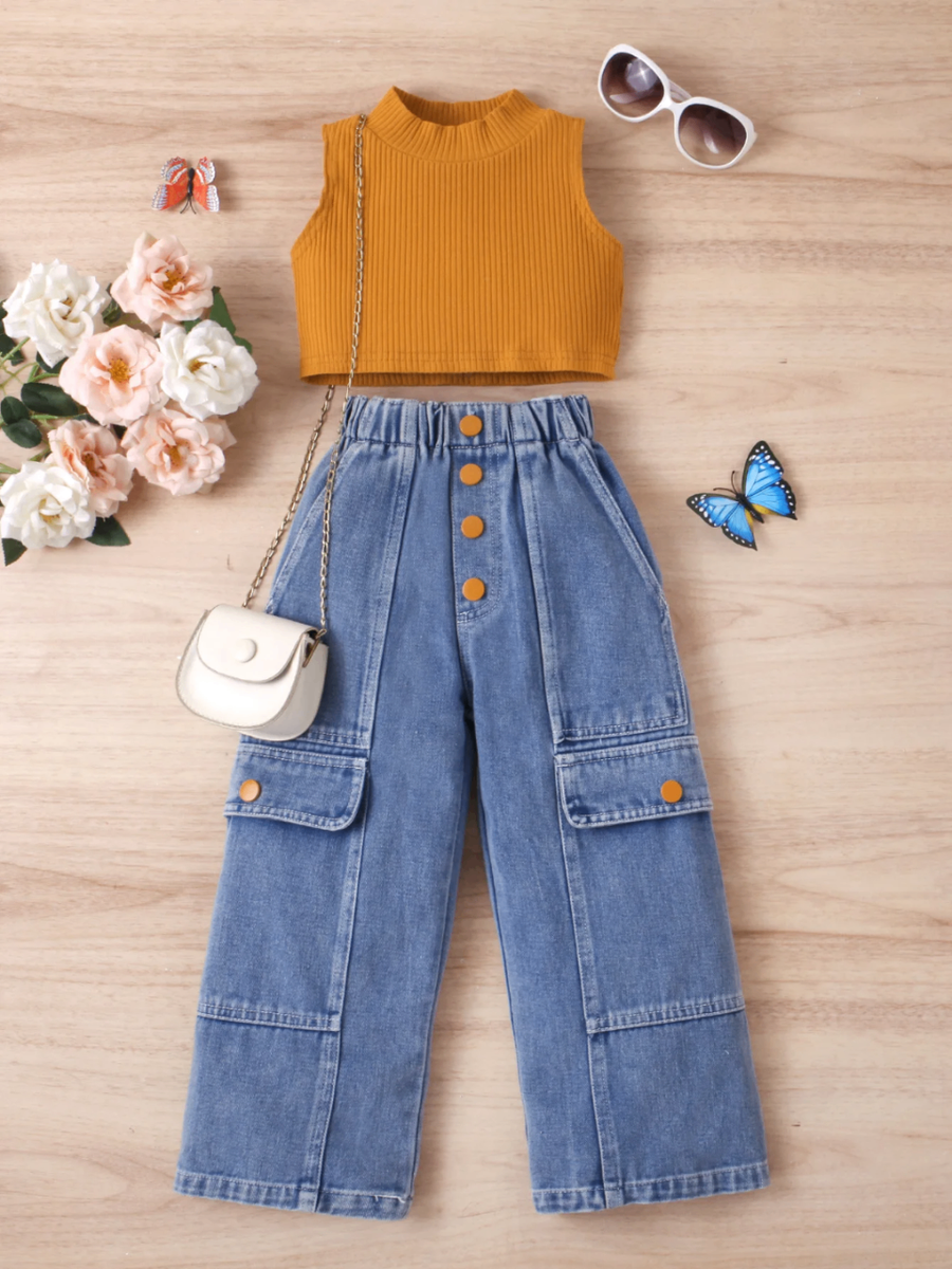 Ensemble fille top et jean