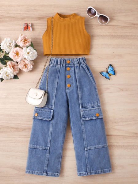 Ensemble fille top et jean