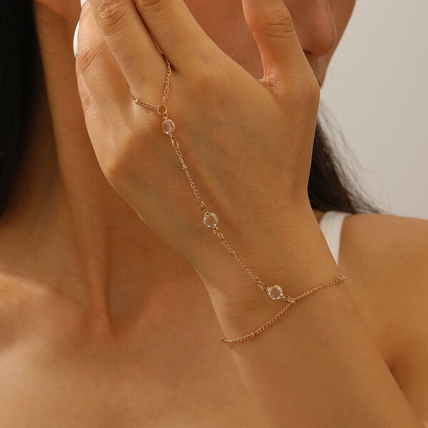 Bracelet chaîne en or avec cristaux