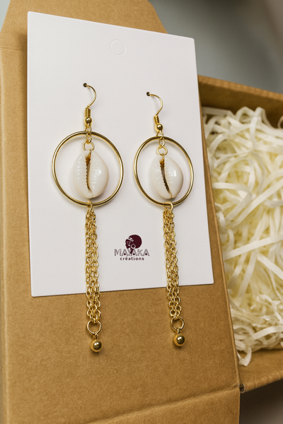 Boucles d'oreilles coquillage dorées