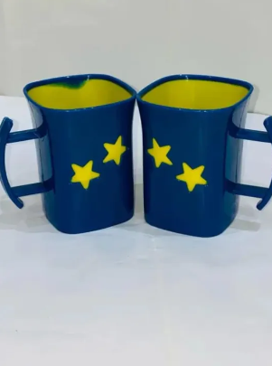 pack of 2 unbreakable cups for kids and youngsters with beautiful and unique star style for tea / for juice / for coffee (2 in 1)