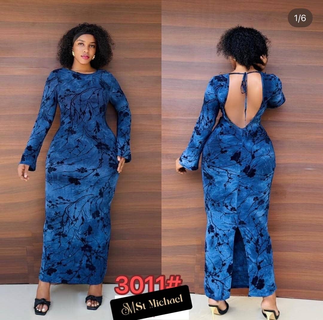 Robe longue bleue élégante