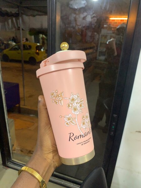 Gobelet isotherme floral avec couvercle