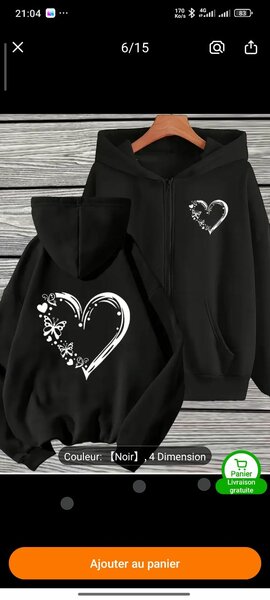 Sweat à capuche couple coeur