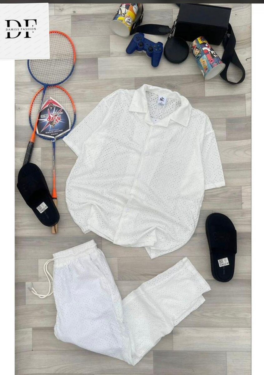 Pyjama d'été en coton blanc