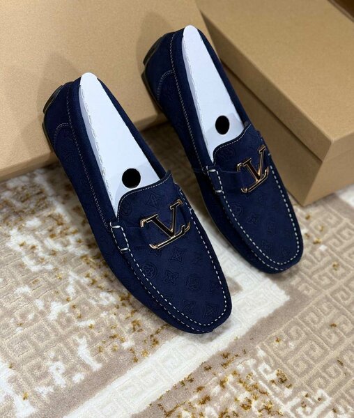 Mocassins en daim bleu marine