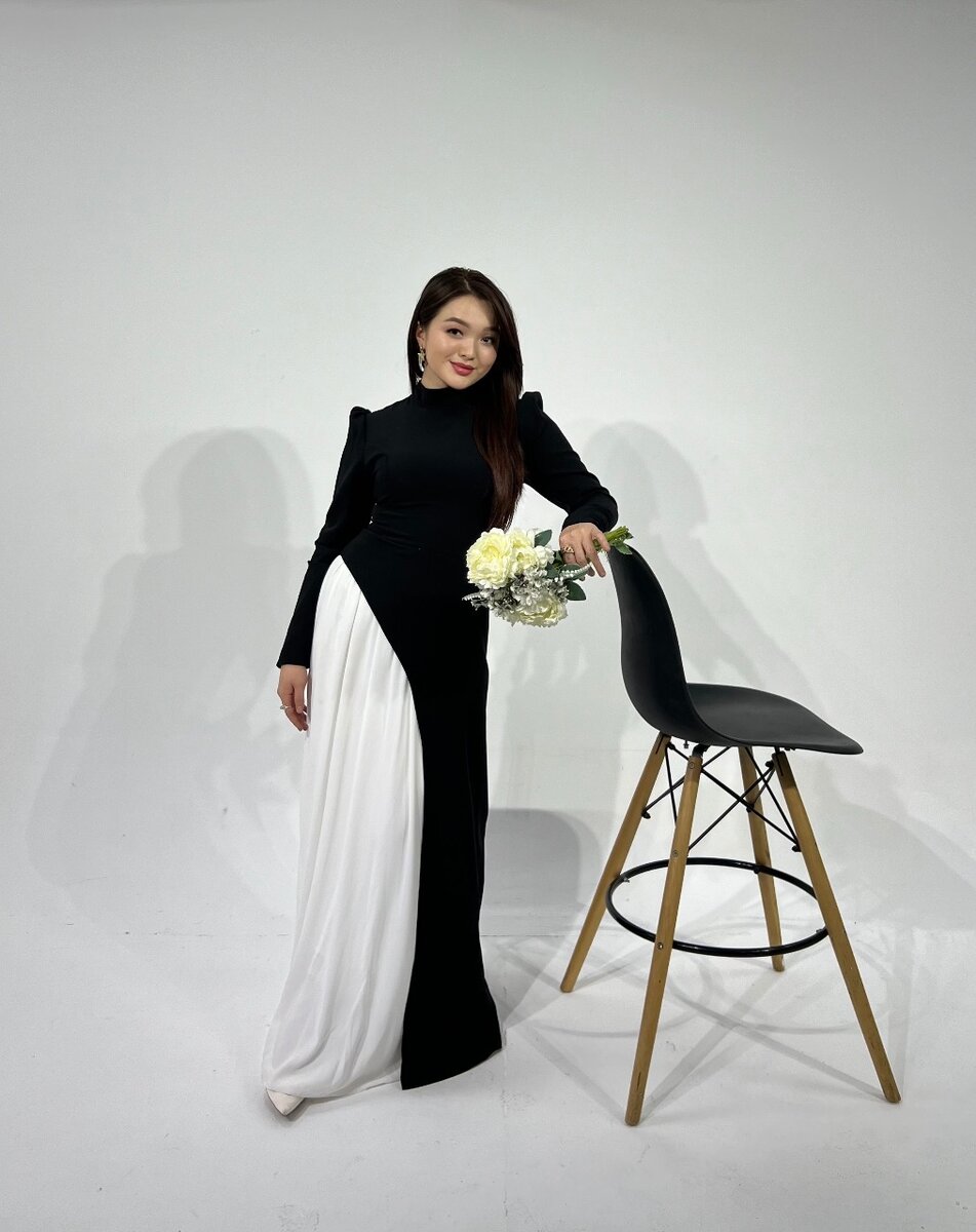 Платье комбинированное с шелком