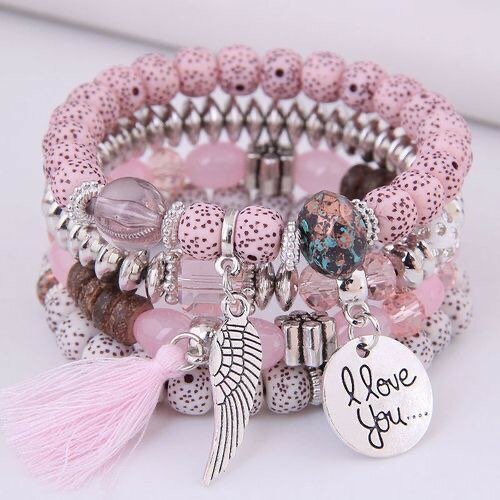 Fashion Riapawel Bohemian Beaded Bracelets-pink