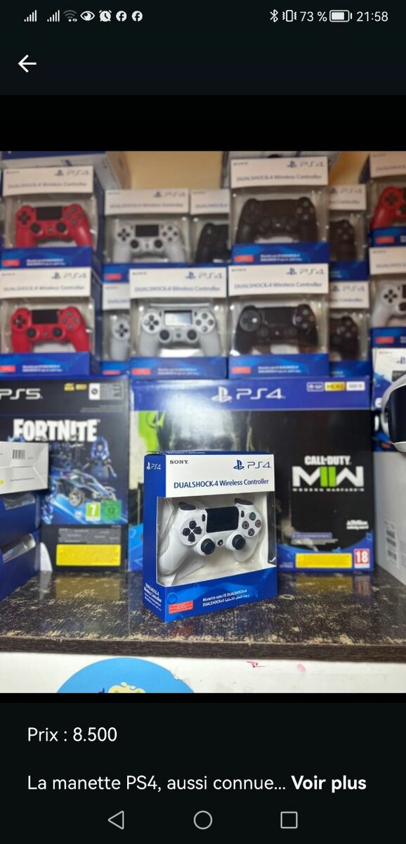 Manette PS4 blanche sans fil