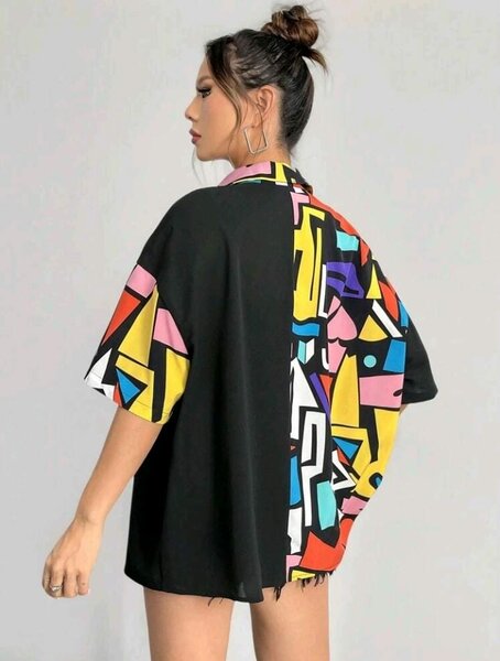 Chemise graphique oversize femme
