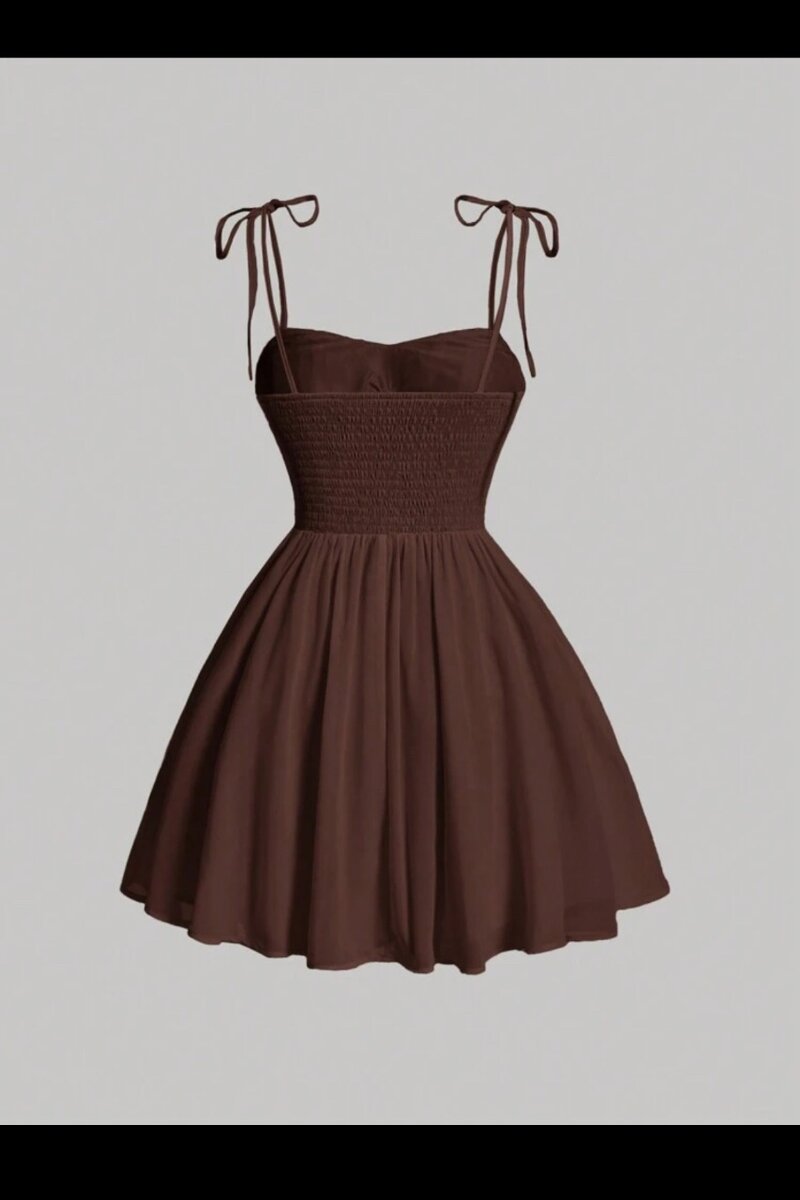 SHEIN MOD Solid Ruched Bust Cami Flared Dress,Sun Dress