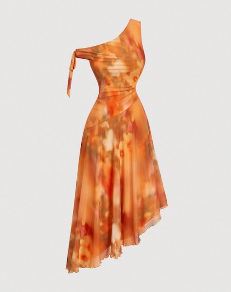 Robe asymétrique tie-dye